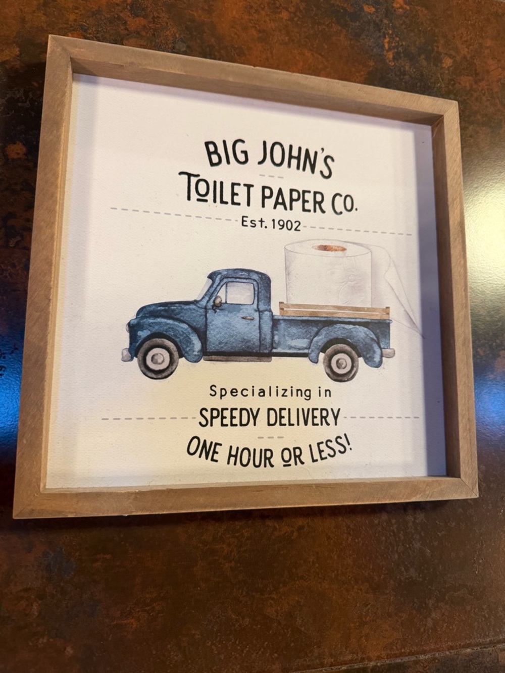Big John's Toilet Paper Co. Framed Truck Wall Art - Blue